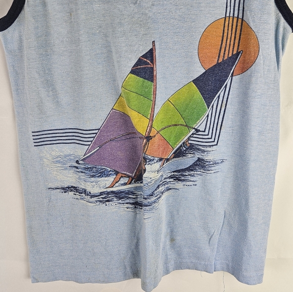 Vintage 90's Summer Tank Top | Vacation School Beach Loungewear Casual Basic - Picture 3 of 5